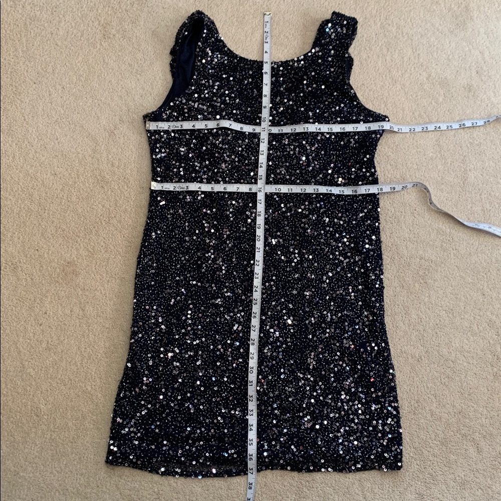 Pizarro Nights Elegant Dark Blue Sequin Dress Size 14 - Picture 15 of 17
